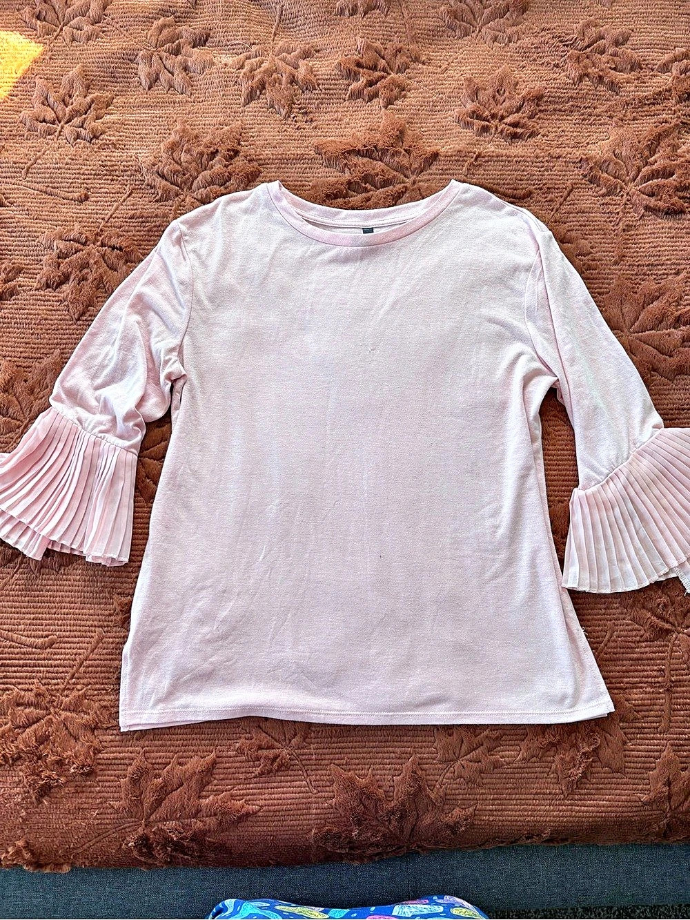 MASSIMO Pink Pleated Sleeve Top Size Small